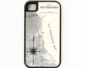 iPhone 4 Case - Vintage San Francisco Map - Silicone Lined Tough Case