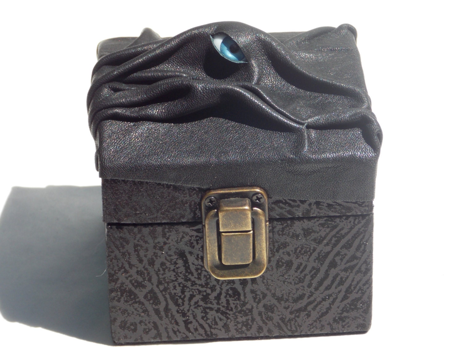 Leather Storage Box Desk Accessory Treasure Chest Eyeball Creature Monster WItch Wiccan Pagan