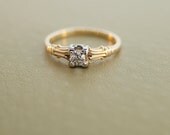 Antique 1920's 14k Rose and White Gold Diamond Engagement Ring