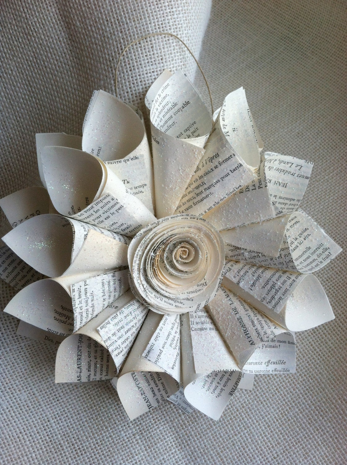 Vintage French Book Paper Wreath/Wall Decor/French Farmhouse Decor