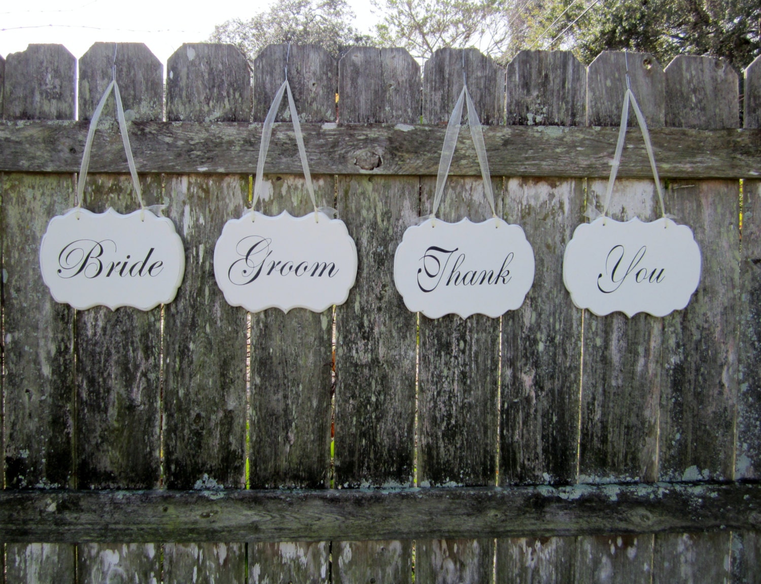 Wedding Signs,Two-Sided "Bride" "Groom" / "Thank You"  Wedding Signs/ Wedding Chair Signs