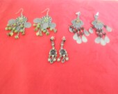Three Vintage Pair of pierced EARRINGS / Gorgeous / Mint Condition