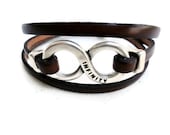 Infinity Bracelet, Leather Bracelet for men, Triple Wrap,Mens Jewelry,  Mens Bracelet, Womens Bracelet, Genuine Leather Bracelet