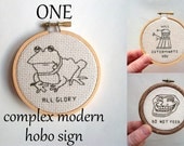 ONE Hobo Sign, complex -- Modern cross stitch hobo signs for a contemporary (digital) world -- frog or toad, angel, troll sign
