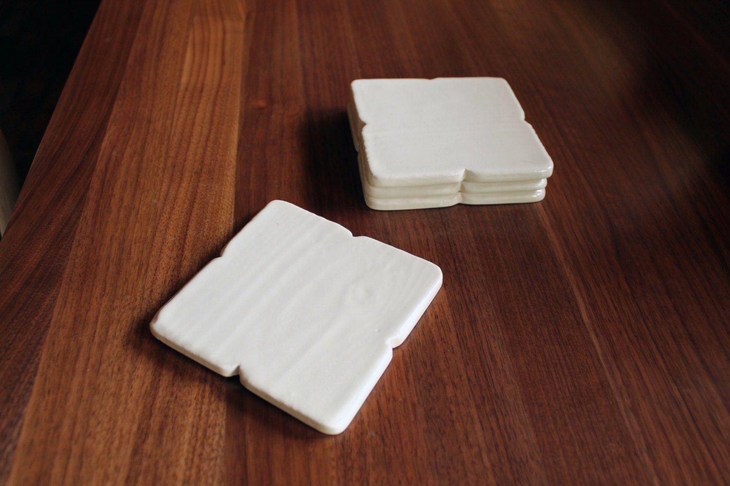 White Wood Grain Coasters- Set of 4