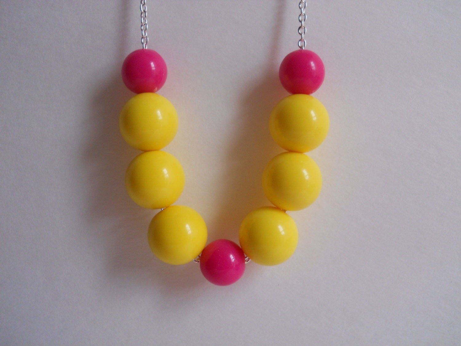 Bright Yellow And Pink Necklace