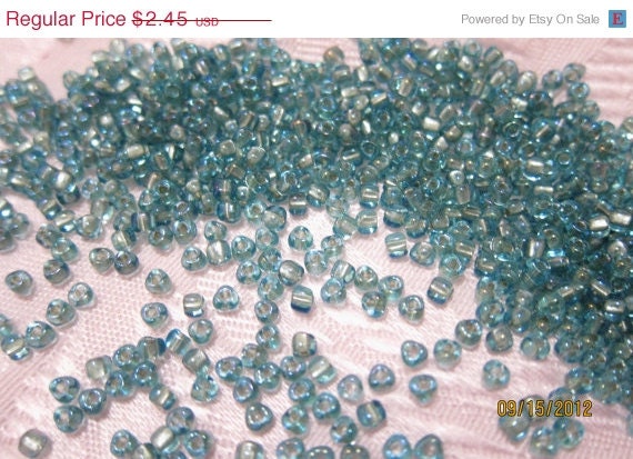 25% OFF Miyuki Triangle Beads, Size 8/0 in Topaz-Lined Light Sapphire - 20 grams, approximately 300 beads
