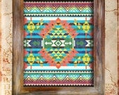 SouthWest Indian Blanket Native American Vintage Print Rustic Americana antique aztec navajo poster home decor wall art graphic design 10x13