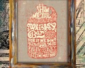 whiskey jar type typography rustic letter americana vintage wall art print poster home decor antique hand folk graphic design