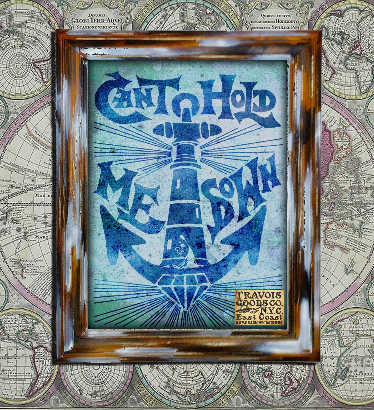 Anchor Lighthouse Diamond americana art print wall decor home graphic vintage rustic nautical american poster sign heritage design