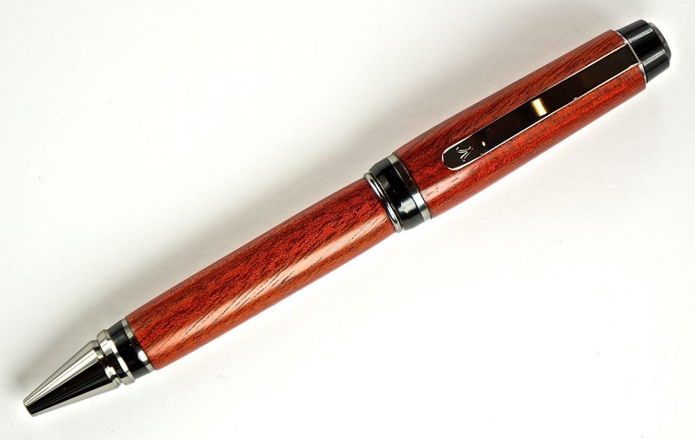 Handcrafted Wooden Pen Hand Turned Blood Wood and Black Titanium Hardware 374M