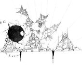 Utopia - Abstract Ink, drawing, sketch, geometric. Expressin' my ideals. PRINT