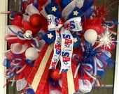 July4th and Memorial Day Mesh Wreath