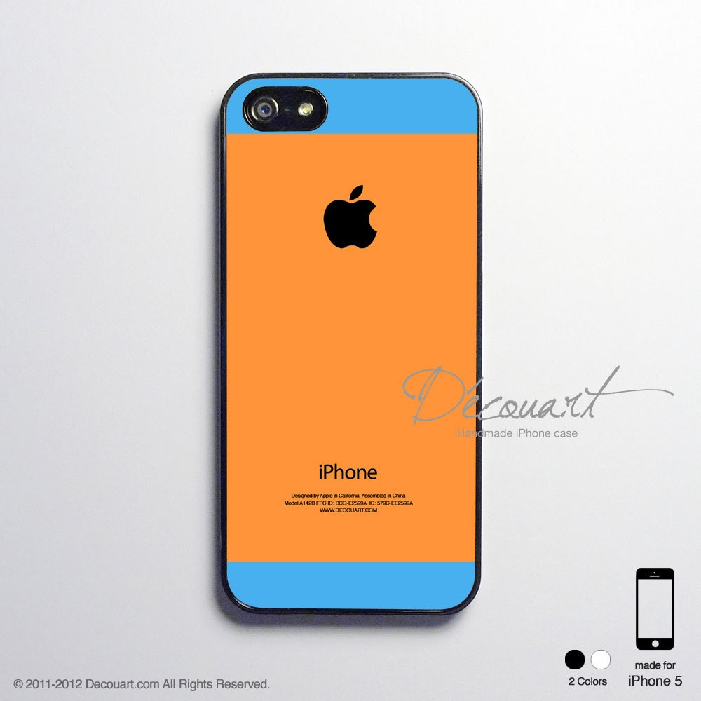 iPhone 5 case, iPhone 5 cover, case for iPhone 5, orange turquoise with rainbow apple logo S355