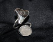 Metalwork Ring, Shark Tooth Ring, Sea Glass Ring, Adjustable Ring, Sterling Silver Ring, Upcycled Rings