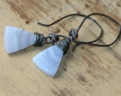 Lace Agathe earrings- Organic, Triangular,Boho,Gipsy, Wire Wrapped,Natural,Rustic,Earthy,Rustic Jewelry