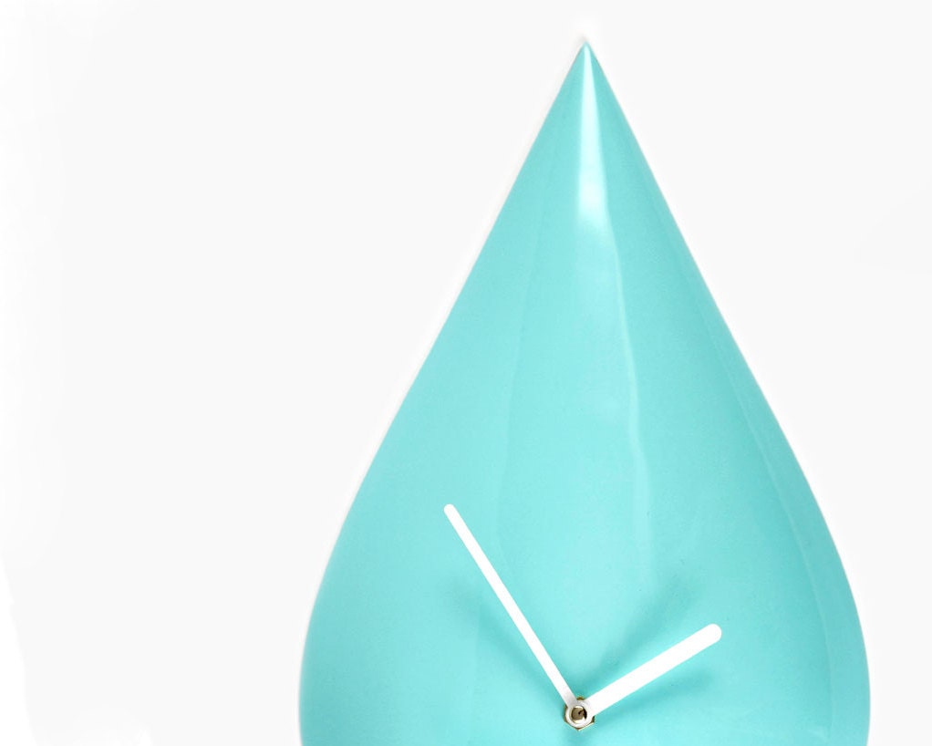 Wall clock Glossy turquoise Drop
