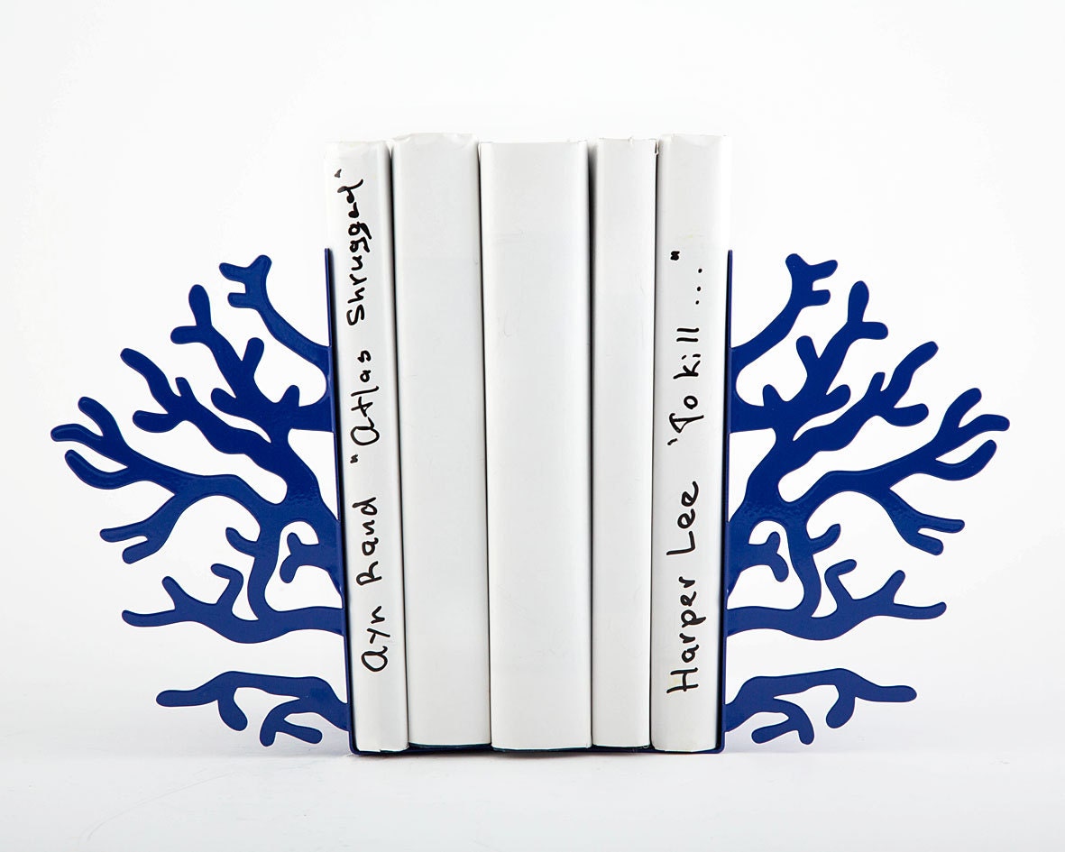 Bookends -Corals Dark Blue edition - unique, stylish and useful decor bookends