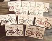 Thank You Card Set-Vintage Bicycle Thank You Card-10 Pack -Fun-10 Different Colors-Stationery-Each Card UNIQUE-Blank Inside