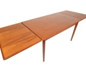 Danish Mid Century Modern Rectangular Draw Leaf Dining Table in Teak