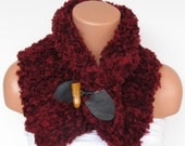 Hand Knitted Infinity Loop Scarf,Neckwarmer,Claret Red Circle Scarf,Cowl, Winter Accessories, Fall Fashion,Holiday Accossories,Chunky Scarf.