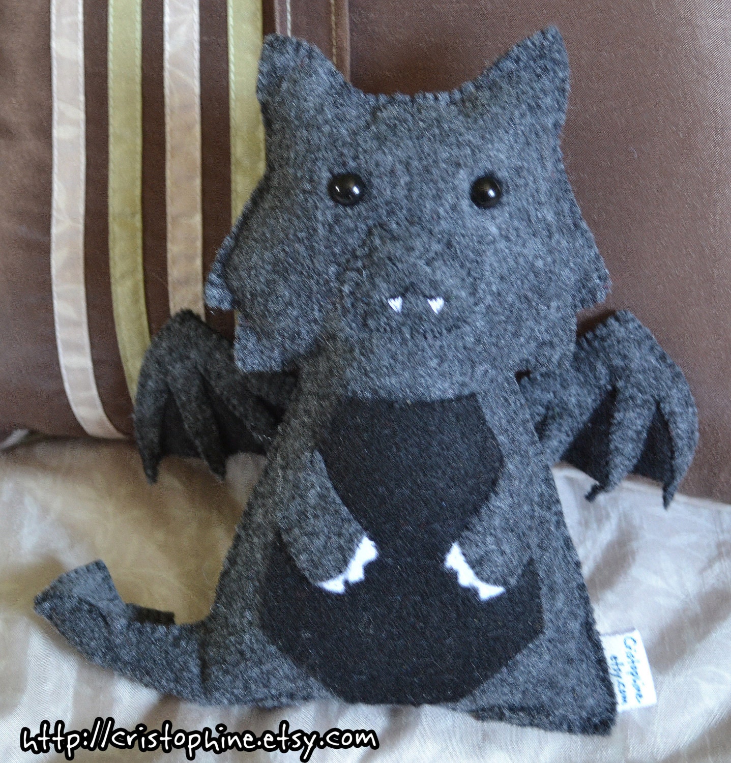 Charcoal Baby Dragon Felt Wall-hanging Plush