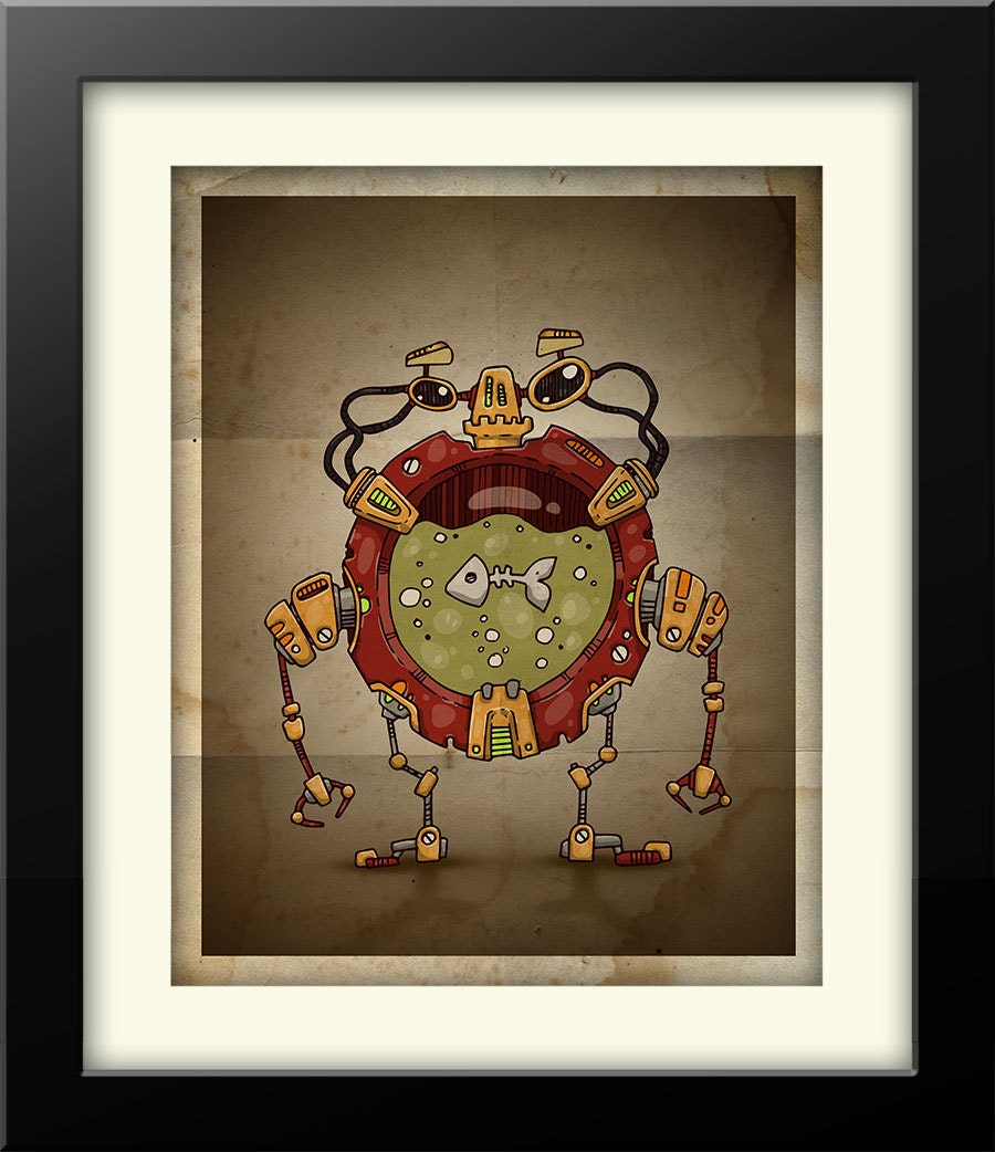 16x20 Steampunk Robot no.03