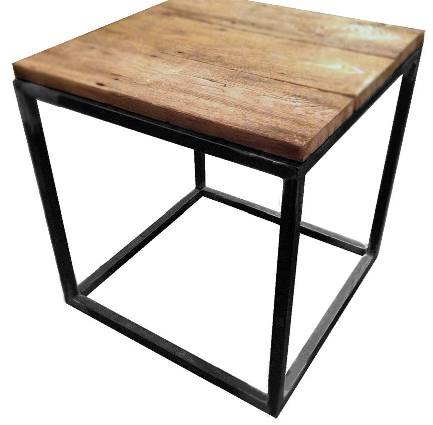 SALE - Reclaimed Wood and Steel Side Table - SALE