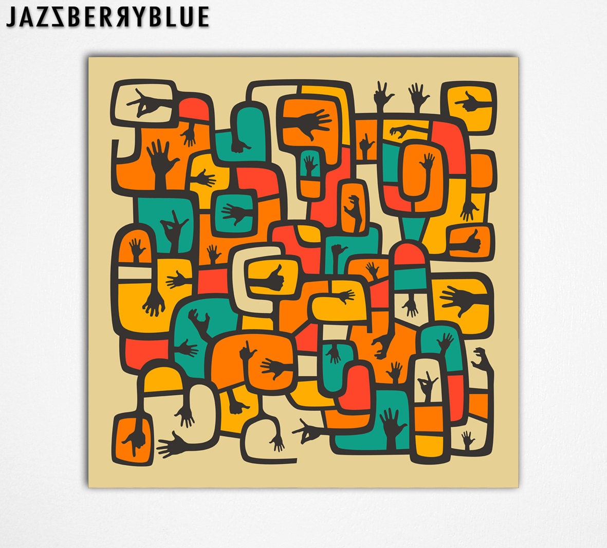 Large abstract GICLEE Fine Art Print for the home wall decor (13x13) 'SPEECHLESS' by modern Artist Jazzberry Blue