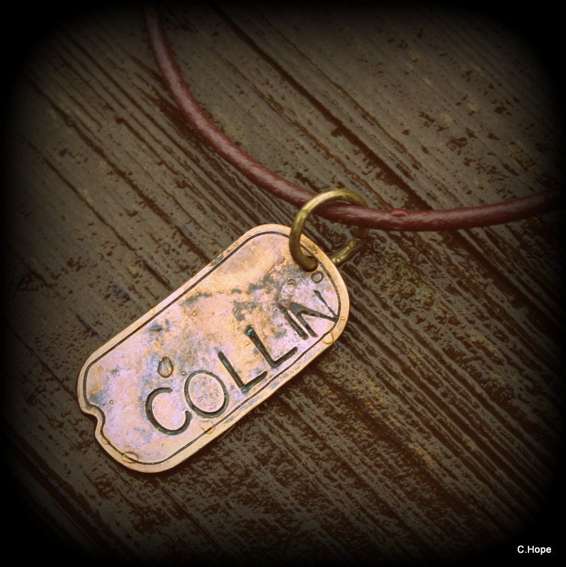 Personalize men's copper dogtag