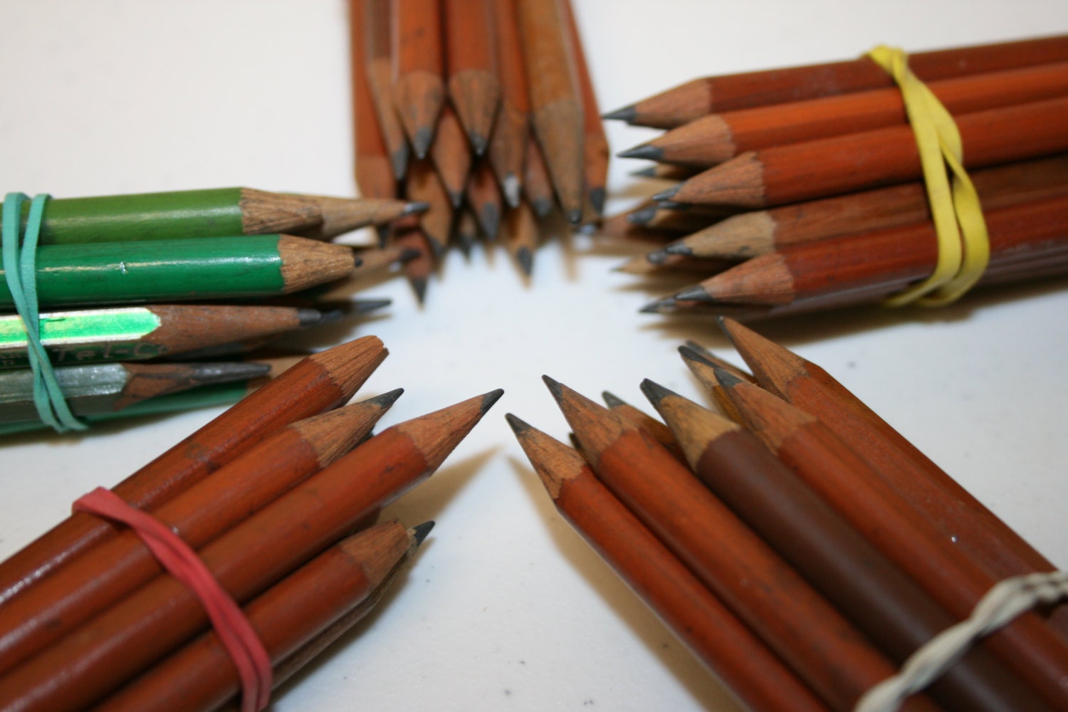 Jar pencils, brown green pencil set, vintage mini wooden miniature pencils, office writing craft supplies pencil mini, glass jar