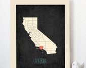 Choose Your State Personalized Vintage Map Wall Art 11x14