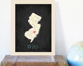 25% OFF SALE Choose Your State Personalized Vintage Map Wall Art 11x14