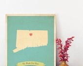 25% OFF SALE Connecticut Roots Map 11x14 Customized Print