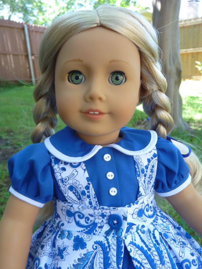 18" Doll Clothes Summer Dress and Pinafore Fits American Girl Caroline, Marie Grace, Cecile, Saige