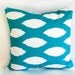 Throw pillow cover ONE 20" x 20" turquoise Ikat turquoise pillow cover teal Chaz