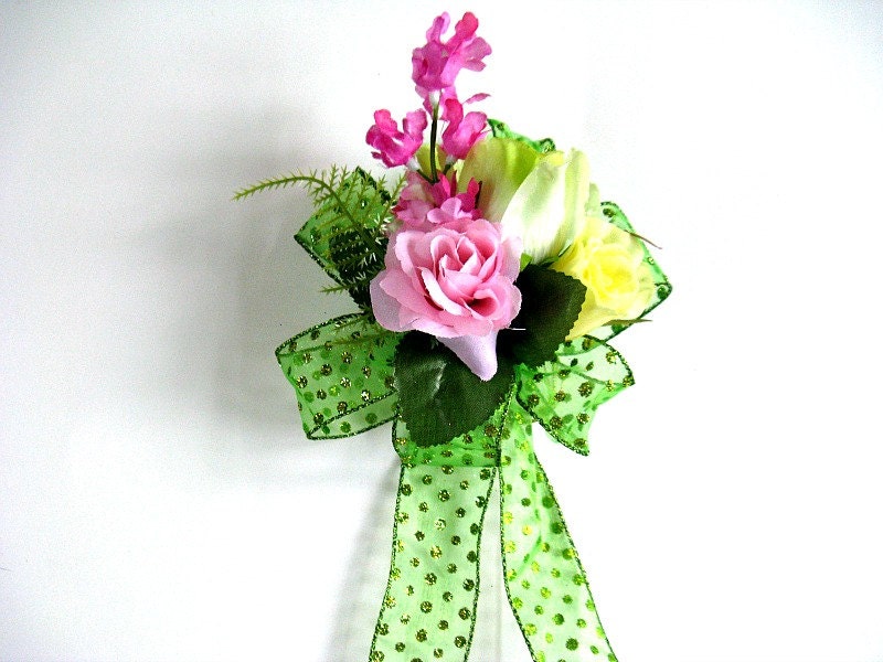 Birthday gift bow, Gift wrap bow, Summer celebration, Home accent bow, Pink and green bow, Special occasion bow (HB48)