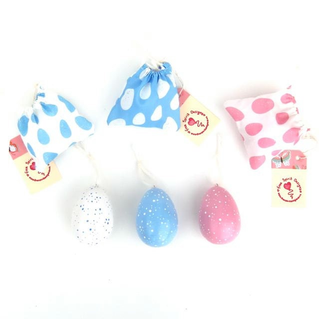 Ceramic Easter Egg Hand Painted, Coordinating Fabric Gift Bag, Easter Egg Bird Nest Pastel Spring Décor
