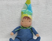 Miniature Waldorf Sitting Baby. 16cm / 6.3" tall All Natural Child Friendly Baby Doll.