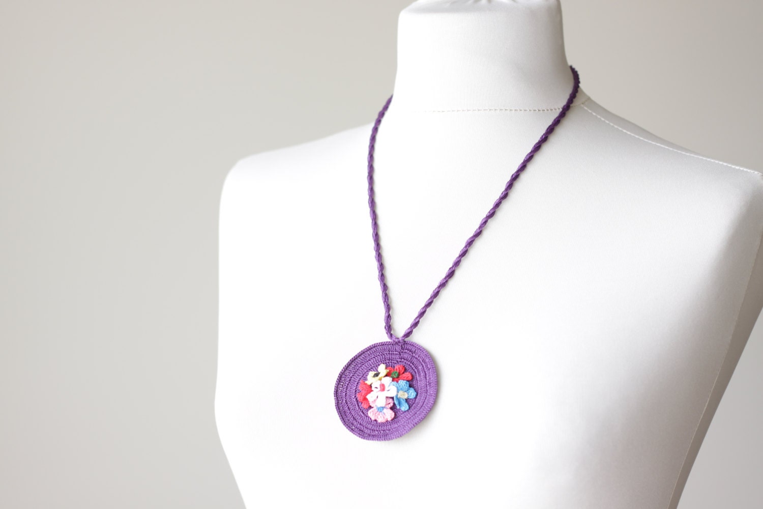 Purple Crochet Necklace with Turkish Crochet oya, Women accessories, NEW, Oya, Floral, Handmade, Spring Trends Fashion