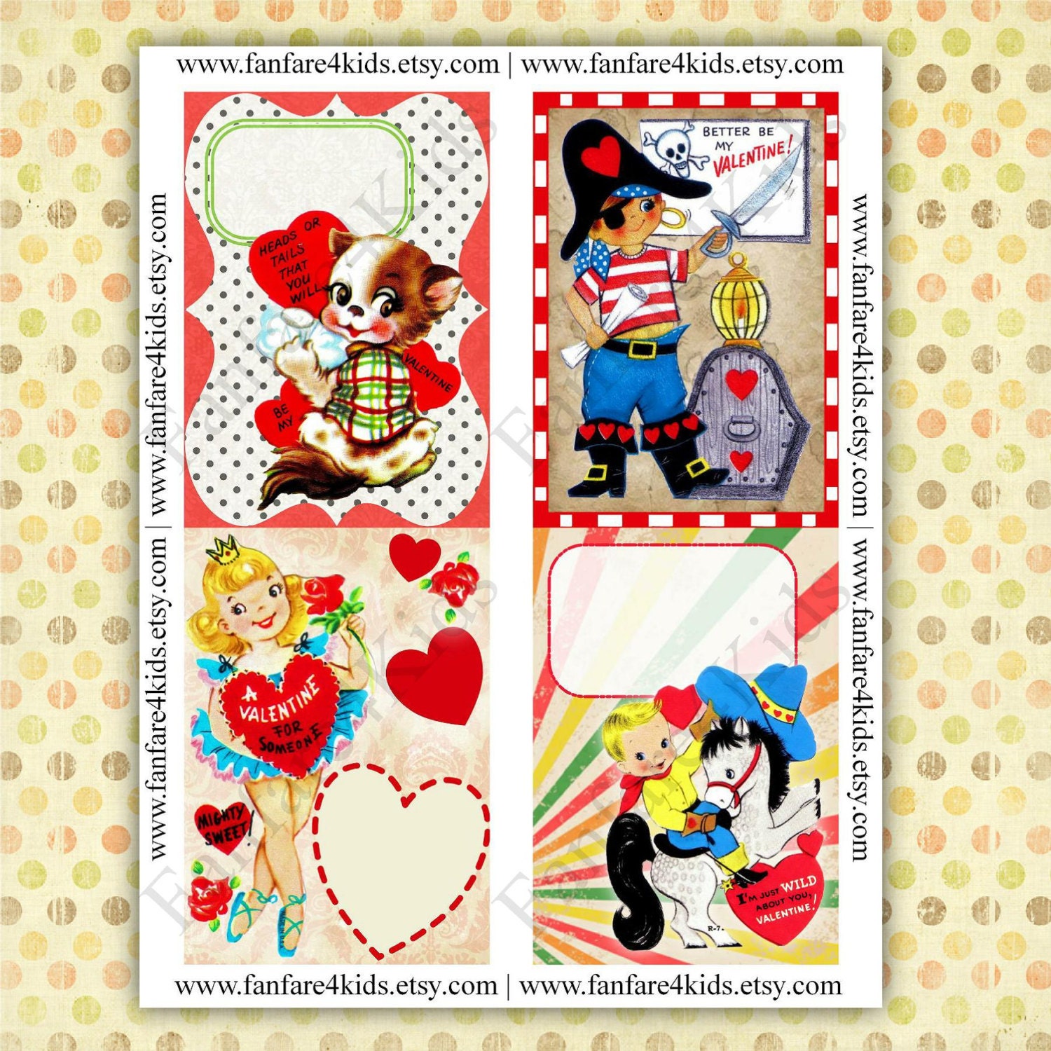 DIY Vintage Style Valentine Cards Printable, Valentine's Day Party, School Party