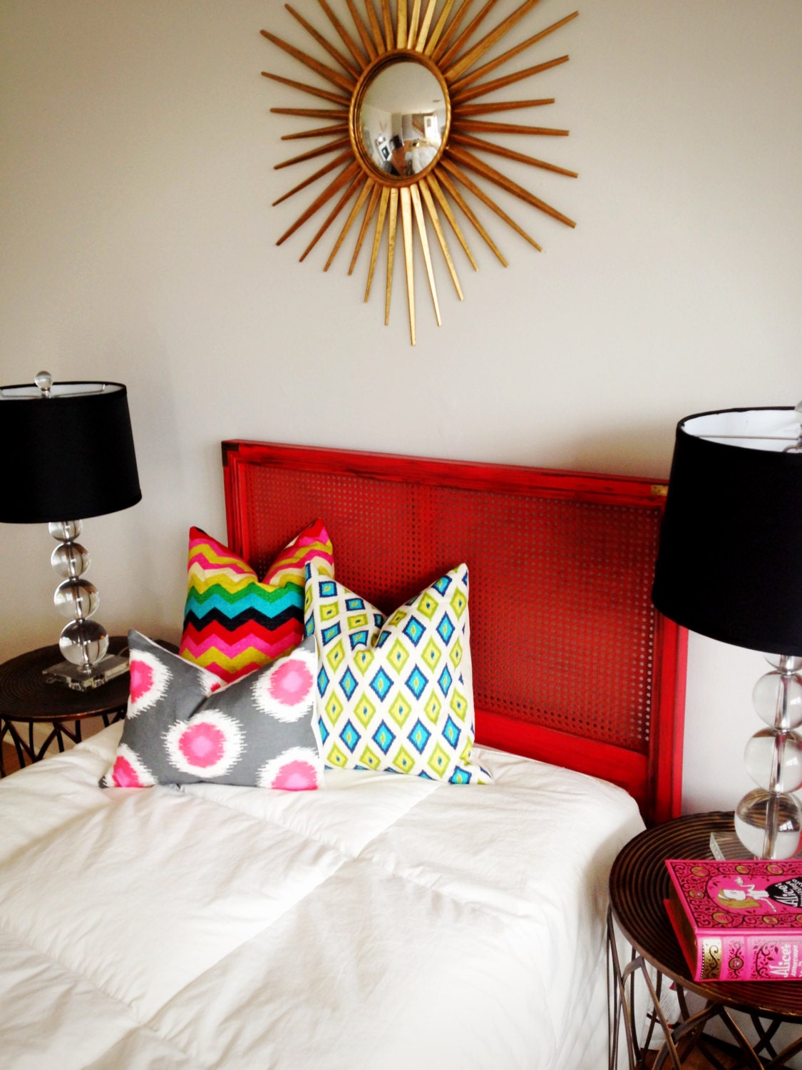 Red Campaign Style Twin Headboard-TWO AVAILABLE
