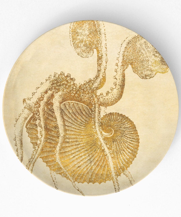 Octopus II, Vintage Octopus on 10 inch Melamine Plate