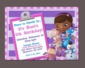 Doc McStuffins invitation, Pink, Purple, Blue - Custom Birthday Invitations - Print Yourself - The Doc Is In