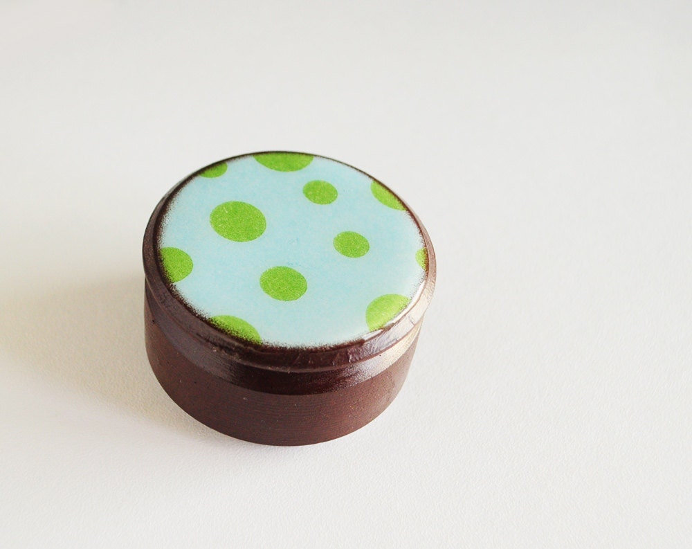 Tiny wooden box for jewelry in vintage style - home decor, party, brown, green, blue,  trinket box for her for girl  - made to order