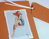 PinUp Art Trading Card ATC Orange Blank Greeting Notecard