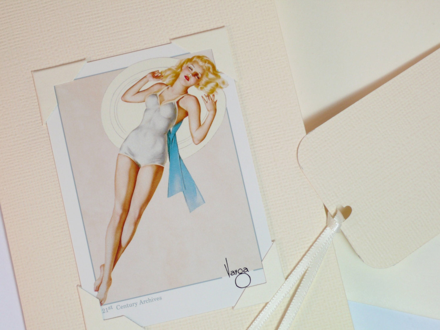 Varga Girl Handmade Card and Gift Tag PinUp Collectable