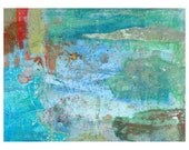 Abstract in Red & Blue small mixed media original