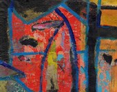 Stained Glass mixed media collage small original painting