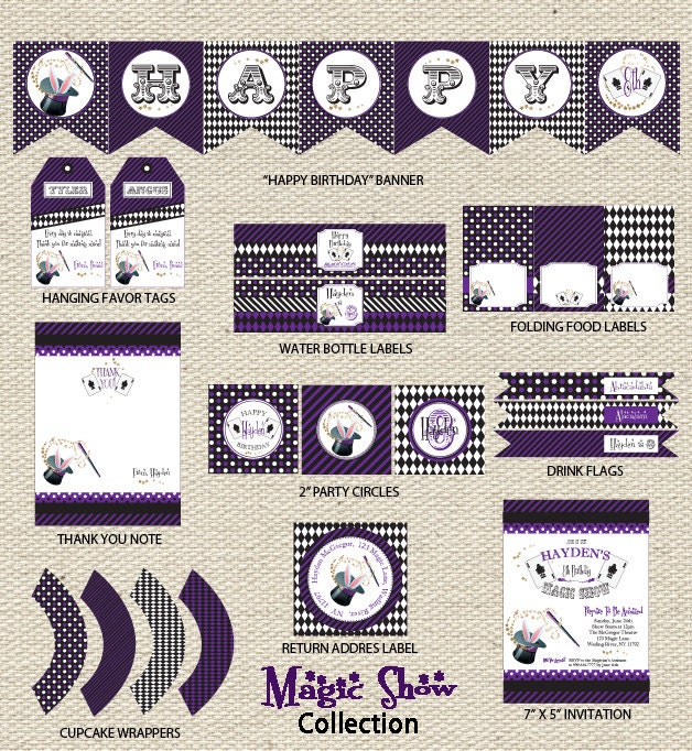 Magic Show Birthday Collection Printable Il_570xn